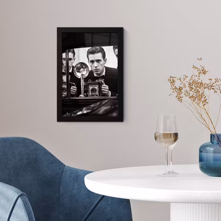 Fotograaf - Camera - Vintage - Journalistiek - Zwart-wit fotolijst zwart zonder passe partout klein -sfeer4