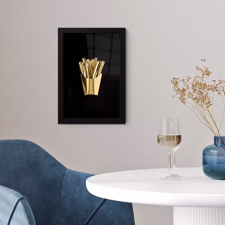 Friet - Goud - Chrome - Eten fotolijst zwart zonder passe partout klein -sfeer4