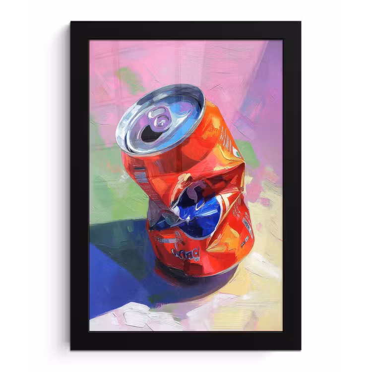 Frisdrank - Blik - Paars fotolijst zwart zonder passe partout klein -3d