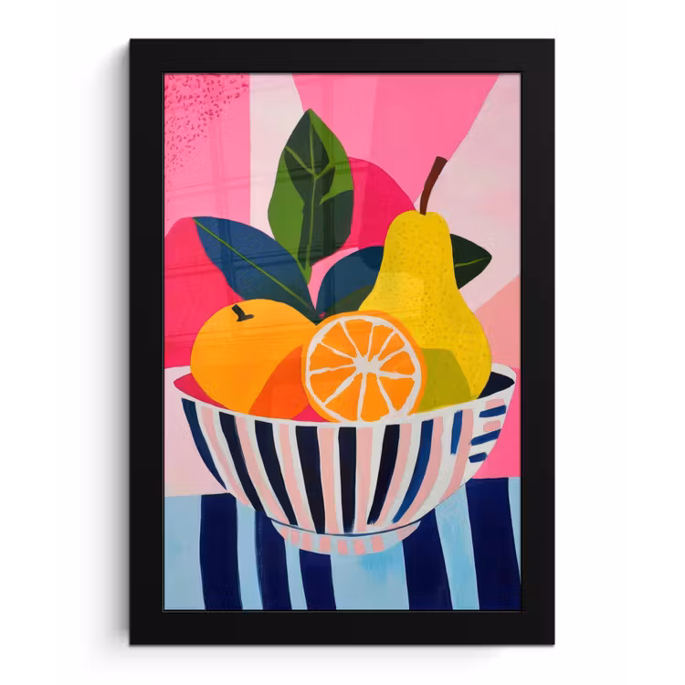 Fruit - Abstracte achtergrond - Roze fotolijst zwart zonder passe partout klein -3d