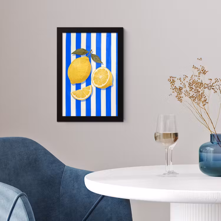 Fruit - Citroen - Zomer - Geel - Blauw fotolijst zwart zonder passe partout klein -sfeer4
