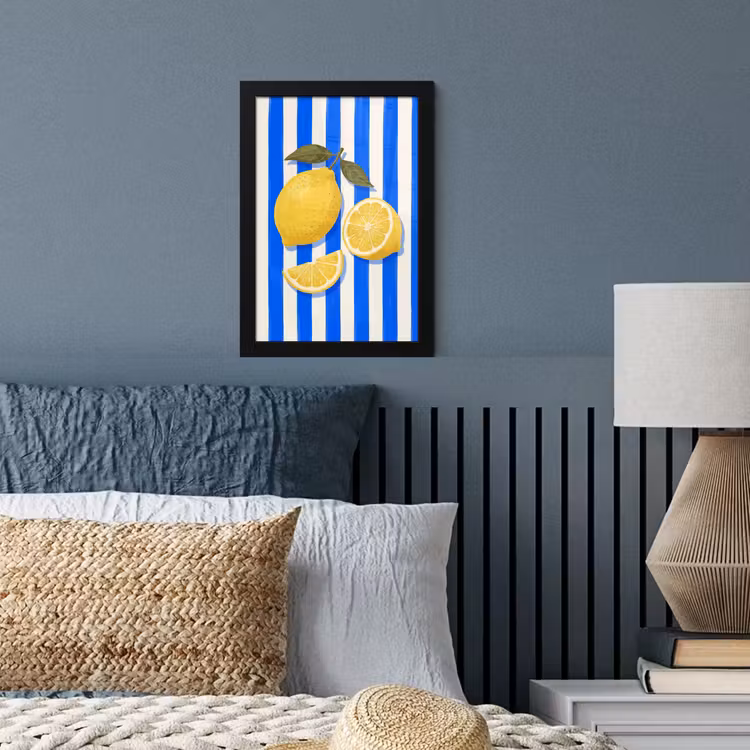 Fruit - Citroen - Zomer - Geel - Blauw fotolijst zwart zonder passe partout klein -sfeer3
