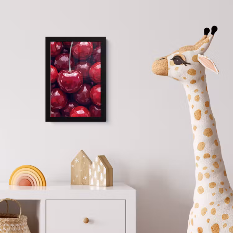 Fruit - Kersen - Eten - Modern - Rood fotolijst zwart zonder passe partout klein -usfeer4_kinderkamer
