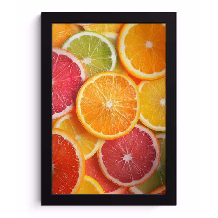 Fruit - Kleurrijk - Close up fotolijst zwart zonder passe partout klein -3d