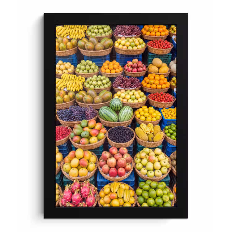 Poster met lijst - Fruit - Markt - Kleurrijk - Fruit - Markt - Kleurrijk fotolijst zwart zonder passe partout klein