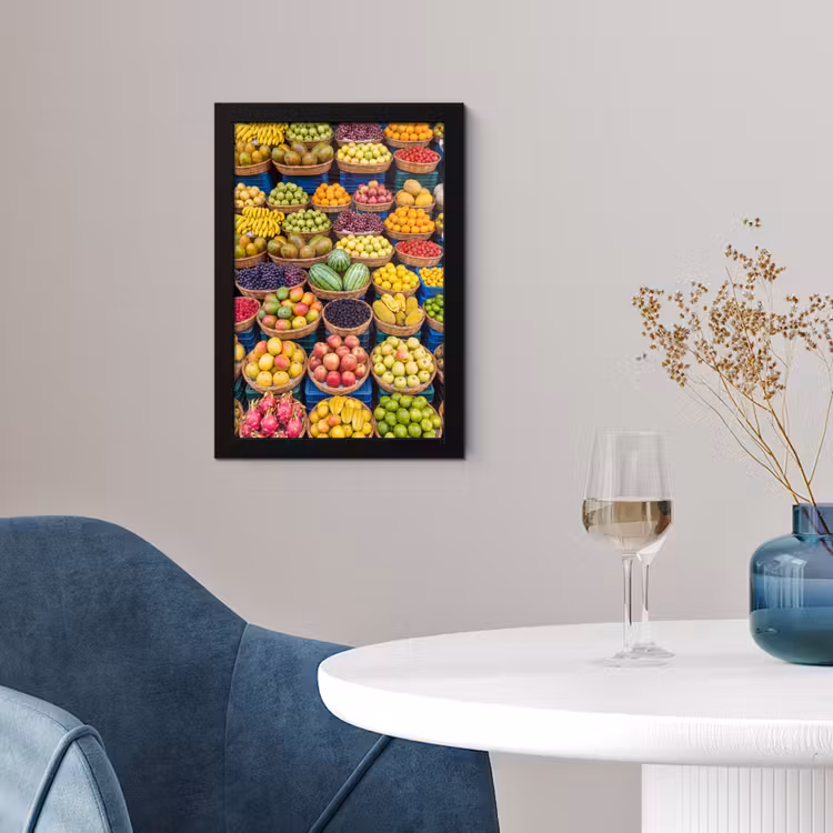 Poster met lijst - Fruit - Markt - Kleurrijk - Fruit - Markt - Kleurrijk fotolijst zwart zonder passe partout klein