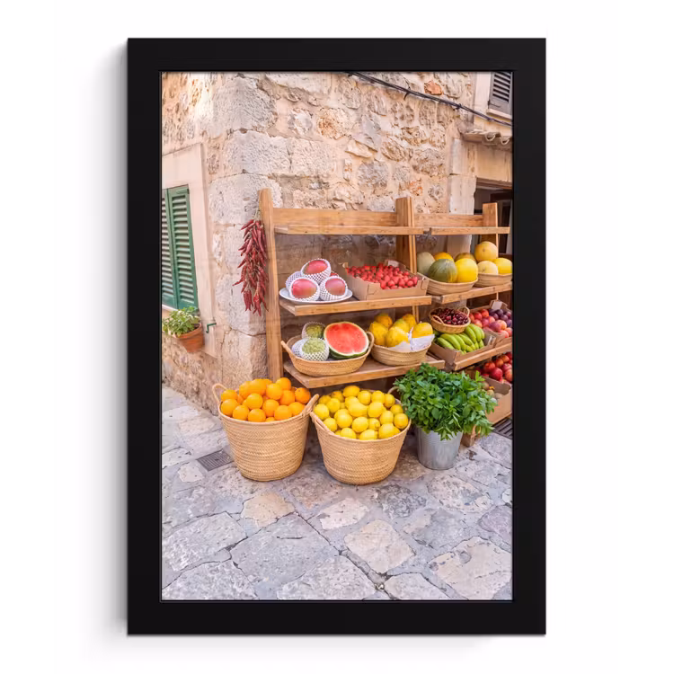 Poster met lijst - Fruit - Markt - Vers - Fruit - Markt - Vers fotolijst zwart zonder passe partout klein