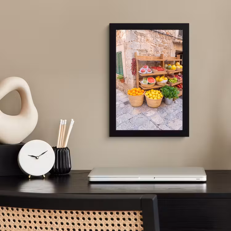 Poster met lijst - Fruit - Markt - Vers - Fruit - Markt - Vers fotolijst zwart zonder passe partout klein