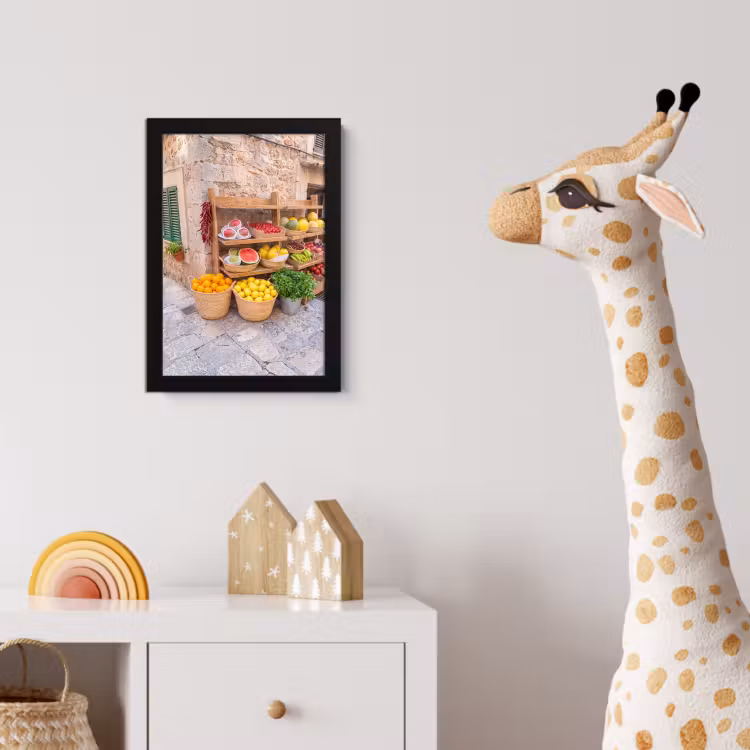 Poster met lijst - Fruit - Markt - Vers - Fruit - Markt - Vers fotolijst zwart zonder passe partout klein