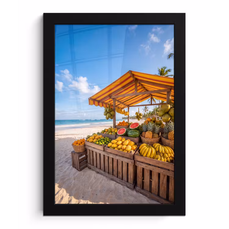 Poster met lijst - Fruit - Strand - Tropisch - Fruit - Strand - Tropisch fotolijst zwart zonder passe partout klein