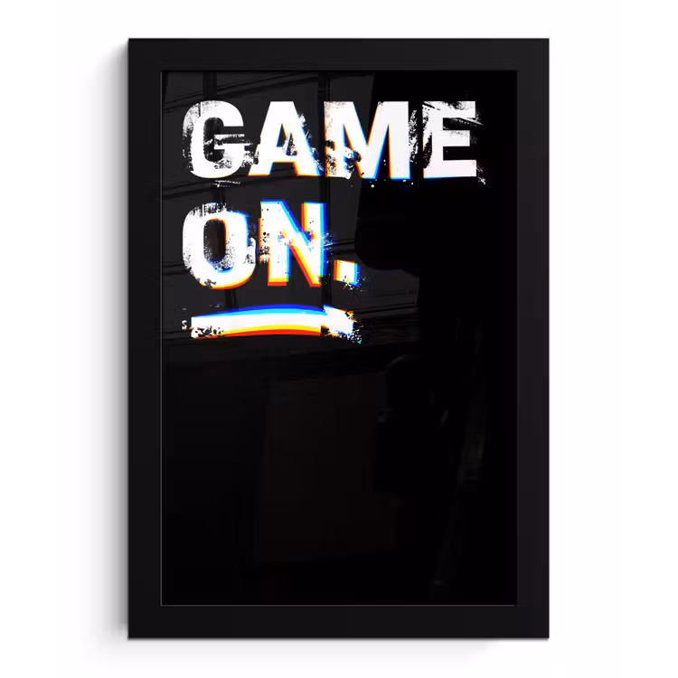 Gaming - Game - Spreuken - Quotes - Game on fotolijst zwart zonder passe partout klein -3d