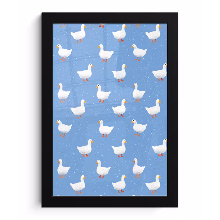 Ganzen - Elegant - Blauw fotolijst zwart zonder passe partout klein 224 -3d