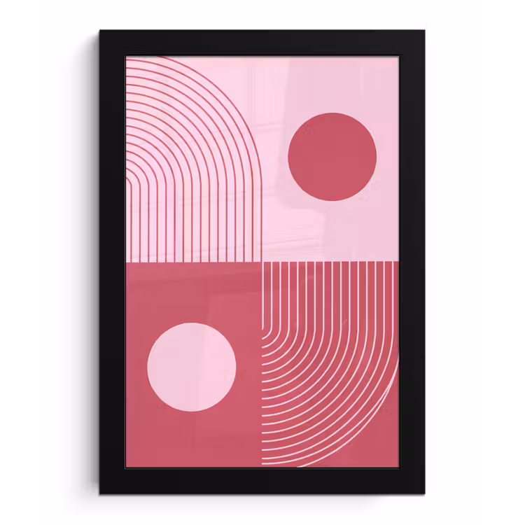 Geometrie - Patroon - Abstract - Roze - Modern fotolijst zwart zonder passe partout klein -3d