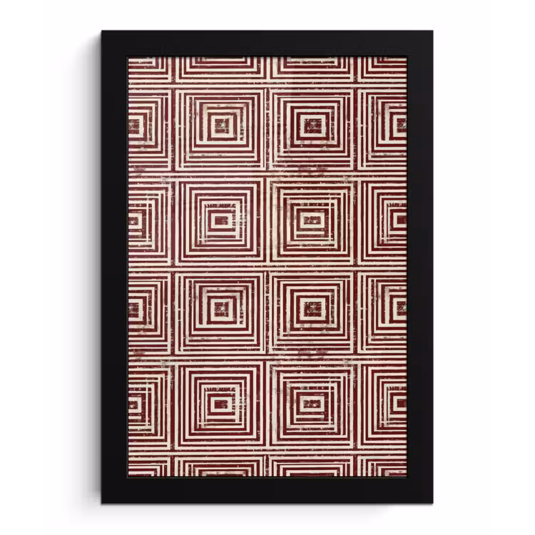 Geometrisch - Patroon - Rood fotolijst zwart zonder passe partout klein 224 -3d