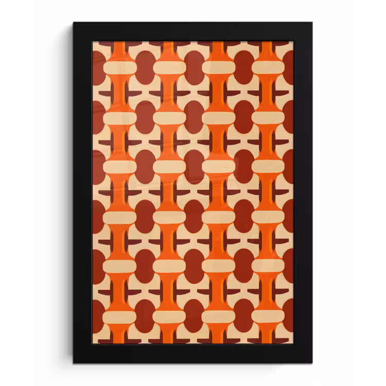Geometrisch - Retro - Oranje fotolijst zwart zonder passe partout klein 224 -3d