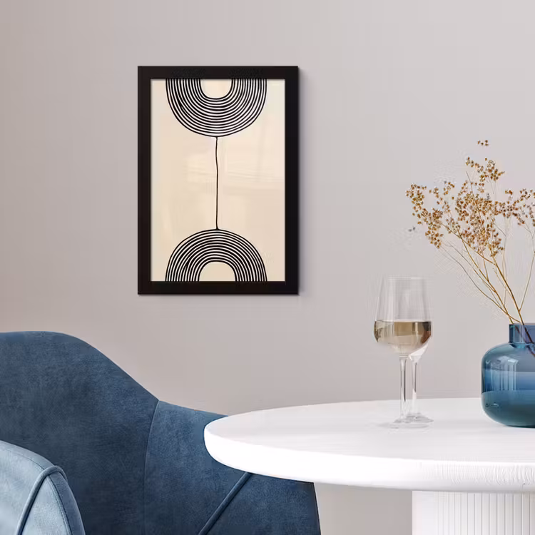 Geometrische bogen - Minimalistisch - Symmetrisch fotolijst zwart zonder passe partout klein -sfeer4