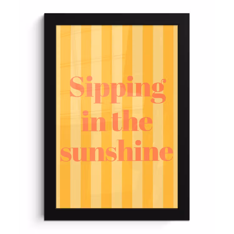 Gestreept - Geel - Sunshine - Letters fotolijst zwart zonder passe partout klein -3d