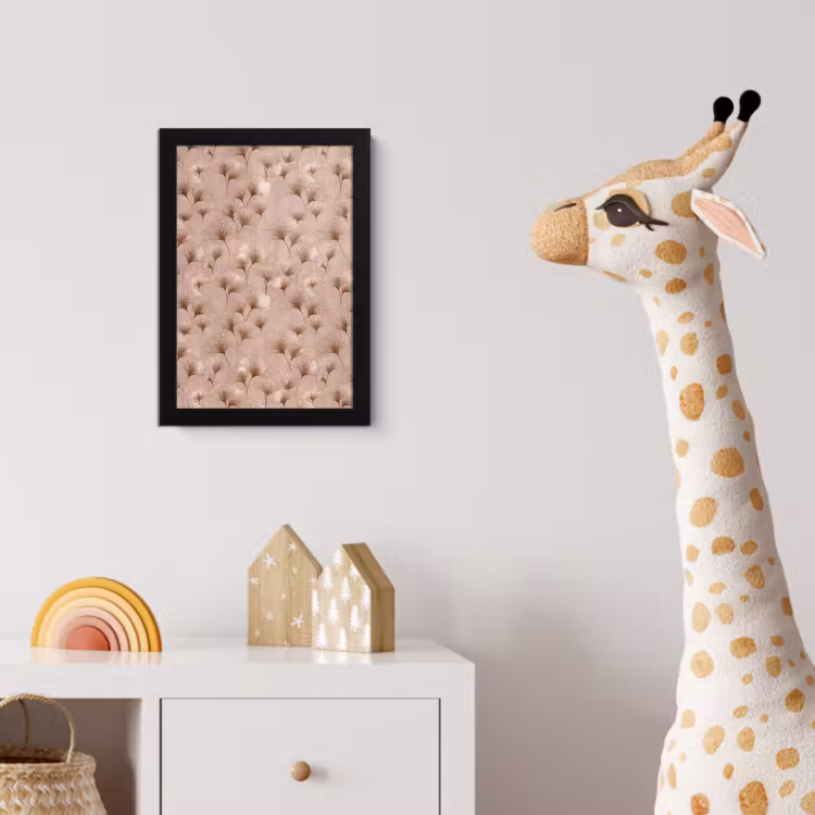 Ginkgo - Patroon - Roze fotolijst zwart zonder passe partout klein 224 -usfeer4_kinderkamer
