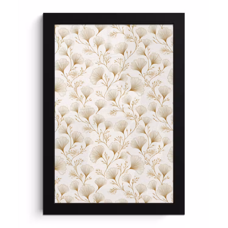 Ginkgo - Takken - Goud fotolijst zwart zonder passe partout klein 224 -3d