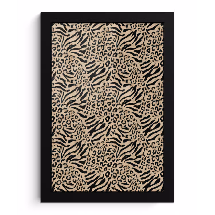 Giraf - Zebra - Motief - Bruin fotolijst zwart zonder passe partout klein 224 -3d