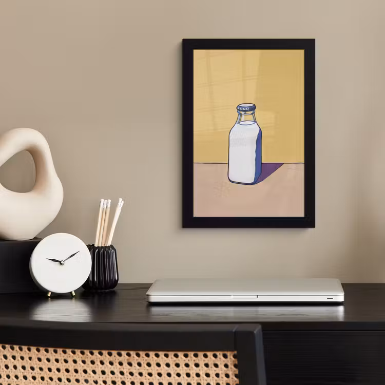 Glazen - Fles - Illustratie - Melk fotolijst zwart zonder passe partout klein -sfeer1