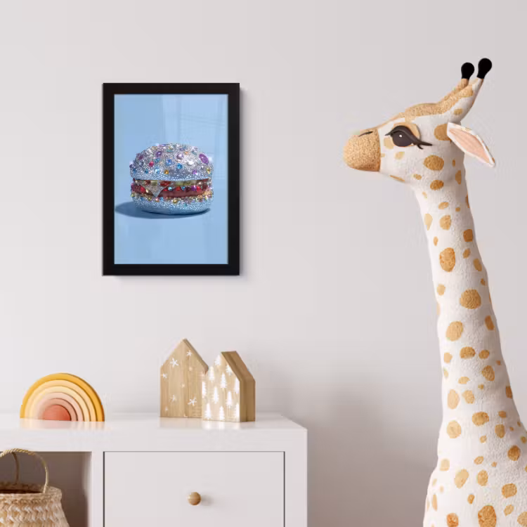 Glitters - Hamburger - Blauw fotolijst zwart zonder passe partout klein -usfeer4_kinderkamer