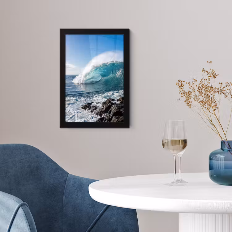 Golf - Oceaan - Brekend - Water - Blauw fotolijst zwart zonder passe partout klein -sfeer4