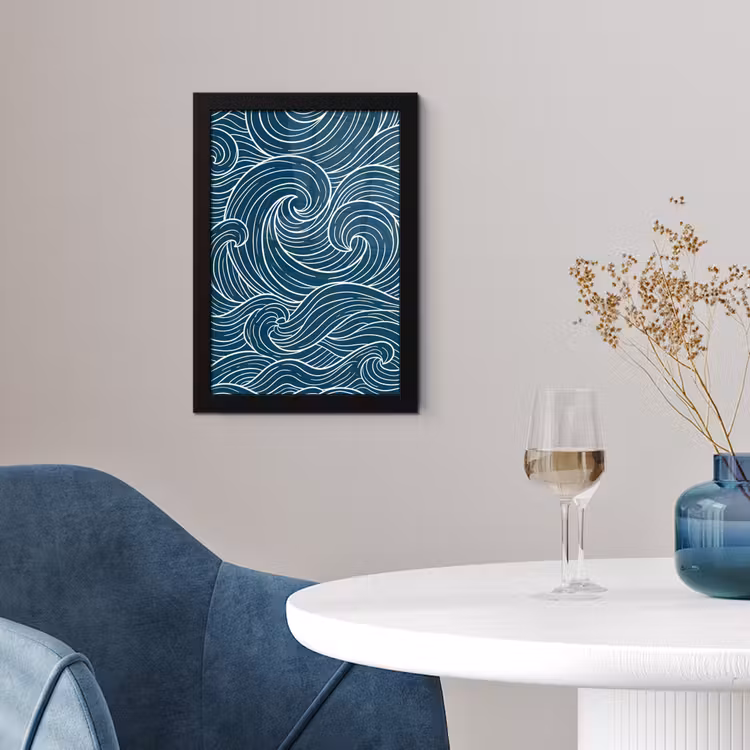 Golven - Spiraal - Water - Abstract - Blauw fotolijst zwart zonder passe partout klein -sfeer4