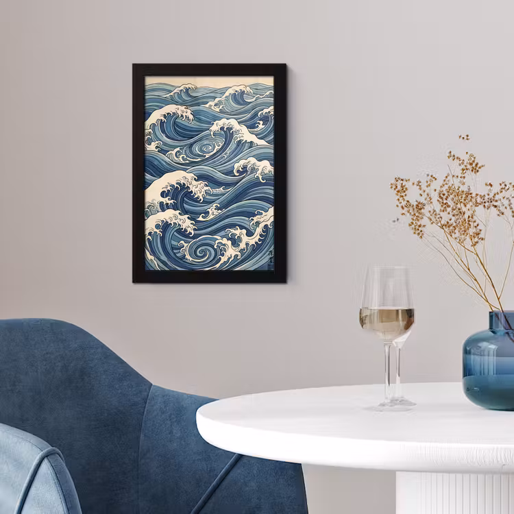 Golven - Zee - Natuur - Abstract - Blauw fotolijst zwart zonder passe partout klein -sfeer4