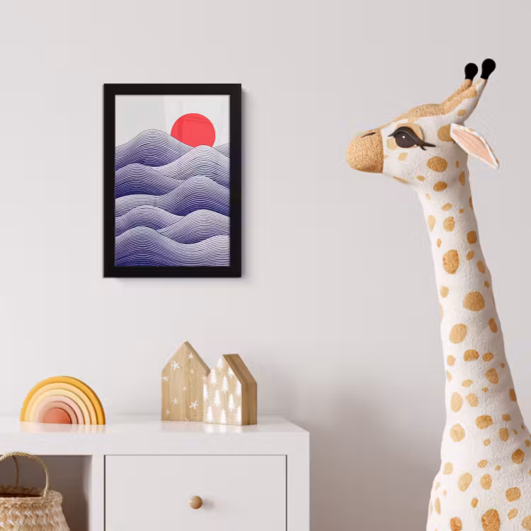 Golven - Zon - Natuur - Abstract - Rood fotolijst zwart zonder passe partout klein -usfeer4_kinderkamer