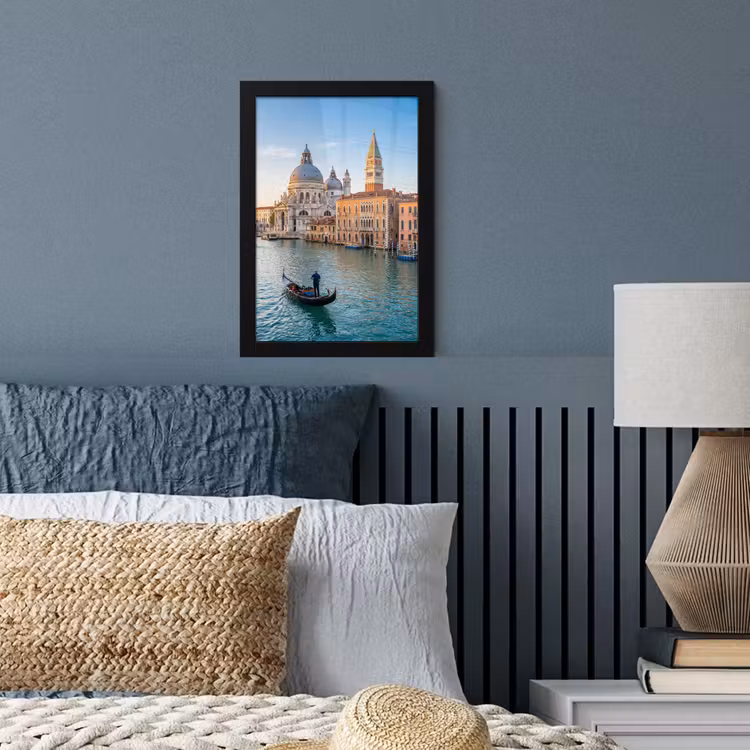 Gondel - Venetië - Kanaal - Stadsgezicht - Avondlicht fotolijst zwart zonder passe partout klein -sfeer3