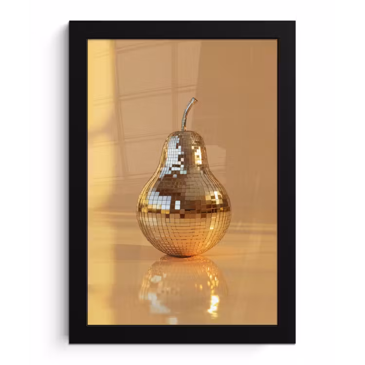 Goud - Disco - Glitter - Peer fotolijst zwart zonder passe partout klein -3d