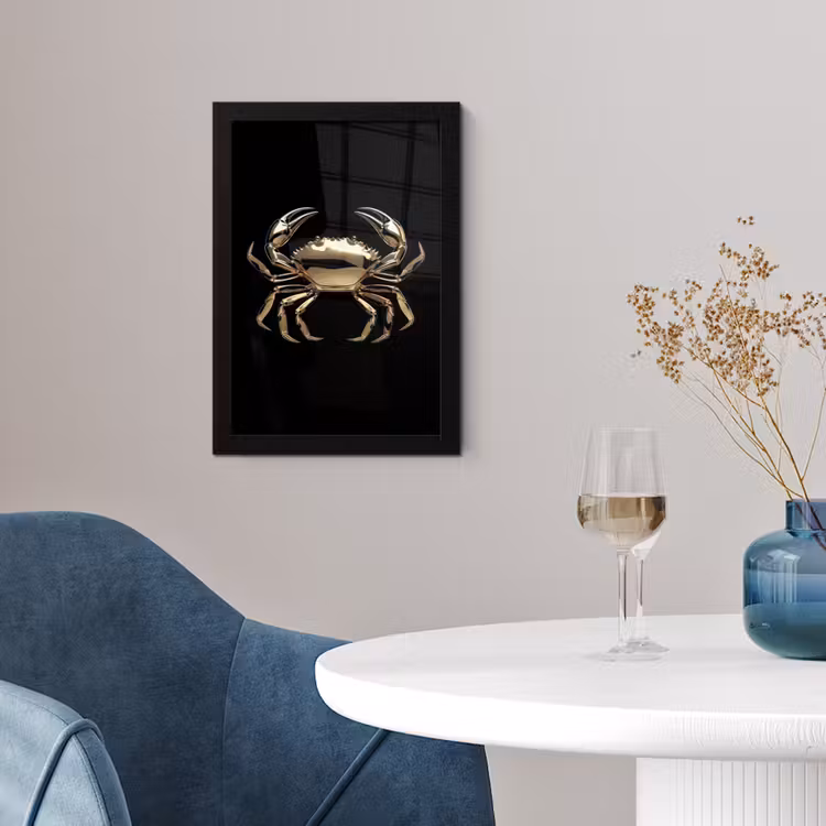 Goud - Krab - Dieren - Zwart fotolijst zwart zonder passe partout klein -sfeer4