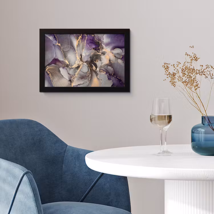Goud - Paars - Marmer fotolijst zwart zonder passe partout klein -sfeer4