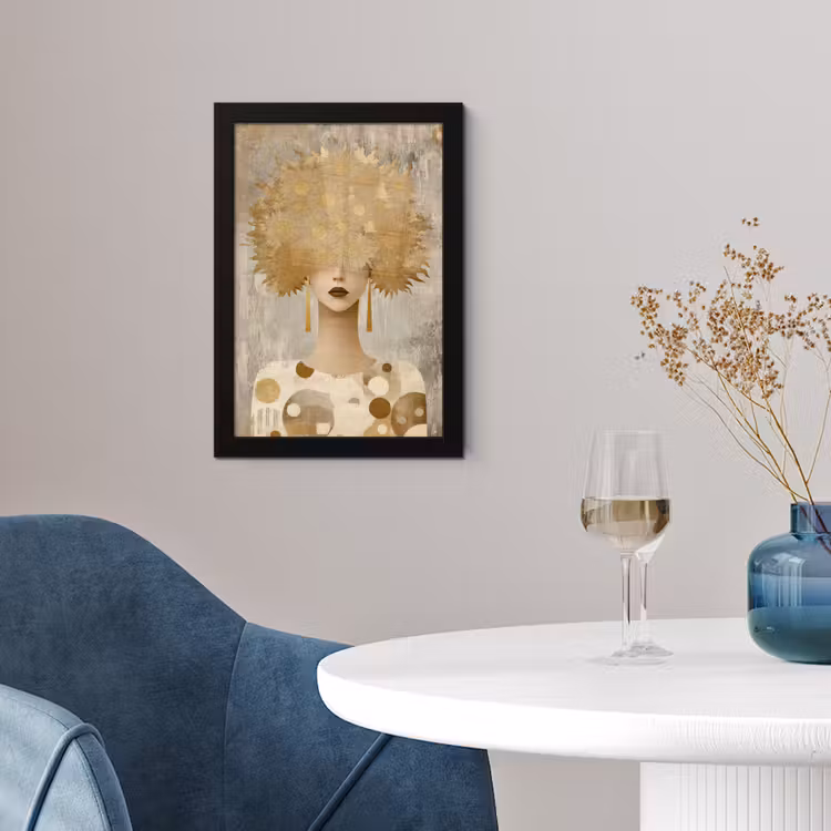 Goud - Portret - Vrouw fotolijst zwart zonder passe partout klein -sfeer4