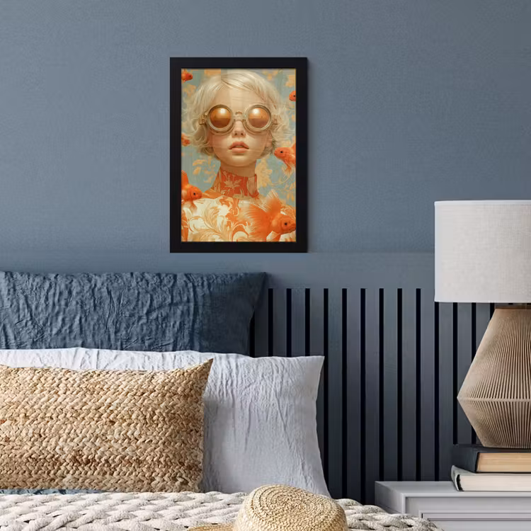 Goudvissen - Oranje - Vrouw - Blond fotolijst zwart zonder passe partout klein -sfeer3