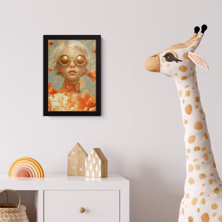 Goudvissen - Oranje - Vrouw - Blond fotolijst zwart zonder passe partout klein -usfeer4_kinderkamer