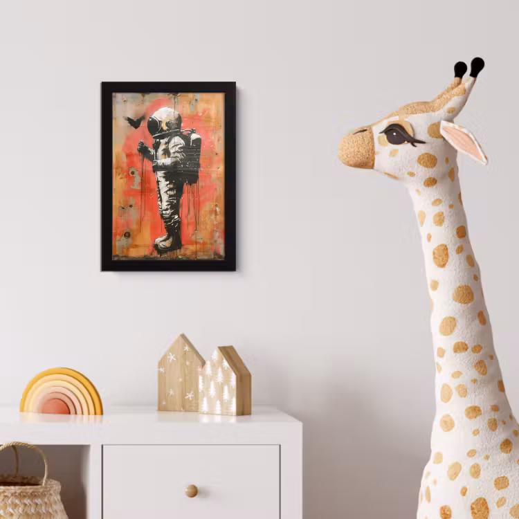 Graffiti - Astronaut - Street art - Ruimte - Banksy fotolijst zwart zonder passe partout klein -usfeer4_kinderkamer