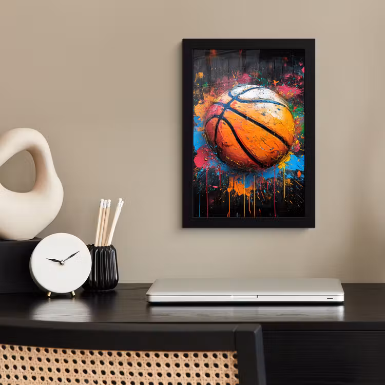 Graffiti - Basketbal - Verf - Sport fotolijst zwart zonder passe partout klein -sfeer1