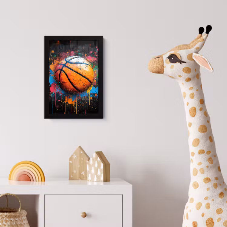 Graffiti - Basketbal - Verf - Sport fotolijst zwart zonder passe partout klein -usfeer4_kinderkamer
