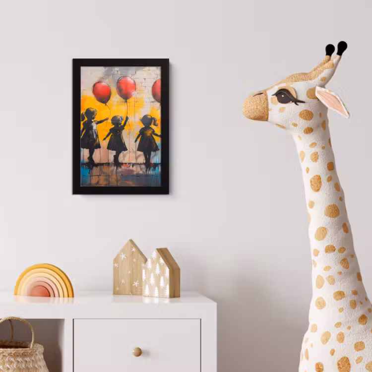 Graffiti - Kinderen - Street art - Ballon - Banksy fotolijst zwart zonder passe partout klein -usfeer4_kinderkamer