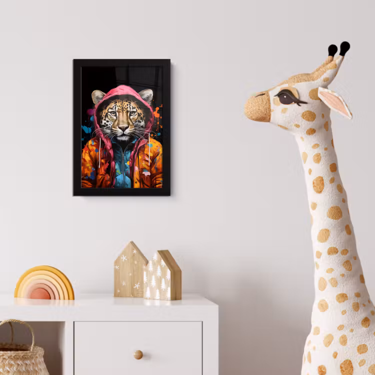 Graffiti - Luipaard - Zwart - Jas fotolijst zwart zonder passe partout klein -usfeer4_kinderkamer