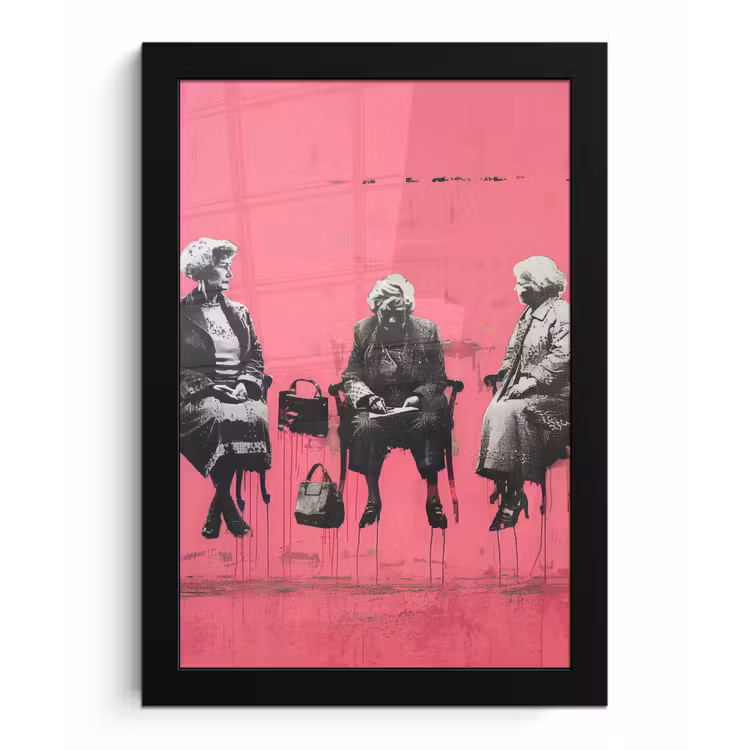 Graffiti - Vintage - Zwart - Street art - Roze - Banksy fotolijst zwart zonder passe partout klein -3d