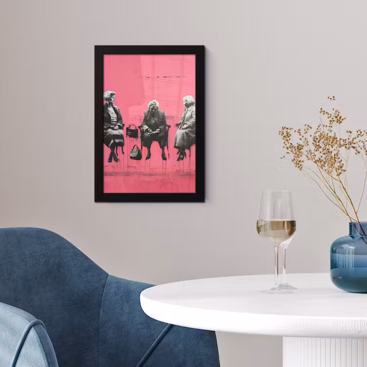 Graffiti - Vintage - Zwart - Street art - Roze - Banksy fotolijst zwart zonder passe partout klein -sfeer4
