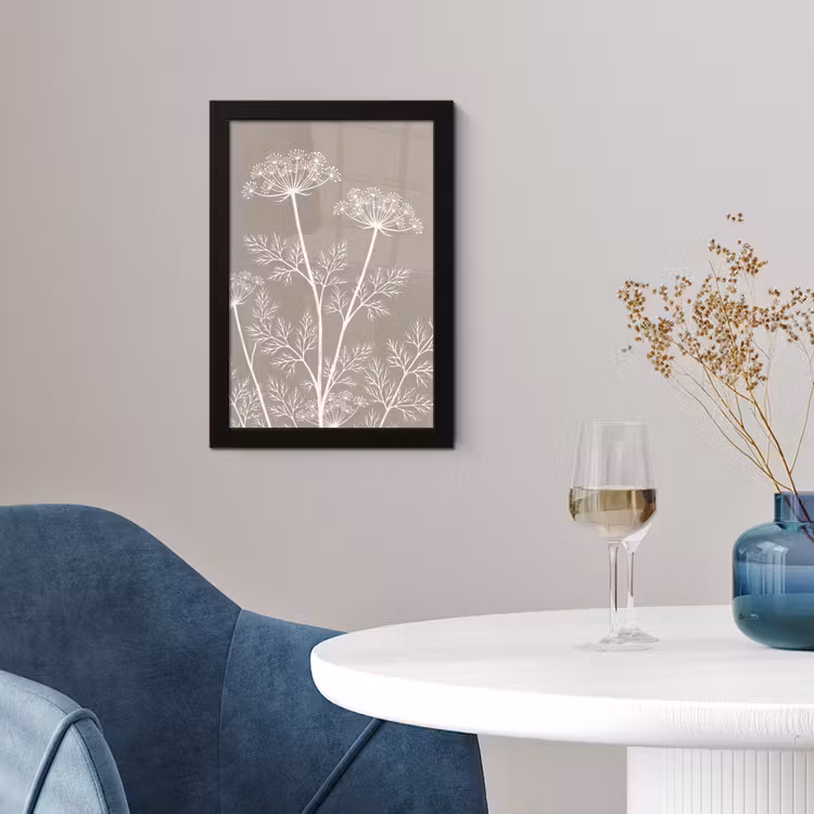 Grafisch - Fluitenkruid - Taupe fotolijst zwart zonder passe partout klein -sfeer4