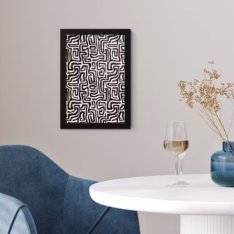 Grafisch - Lijnen - Zwart - Wit fotolijst zwart zonder passe partout klein 224 -sfeer4