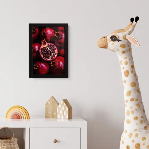 Granaatappel - Rood - Fruit fotolijst zwart zonder passe partout klein -usfeer4_kinderkamer