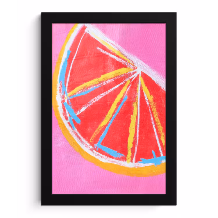 Grapefruit - Geschilderd - Roze - Strepen fotolijst zwart zonder passe partout klein -3d