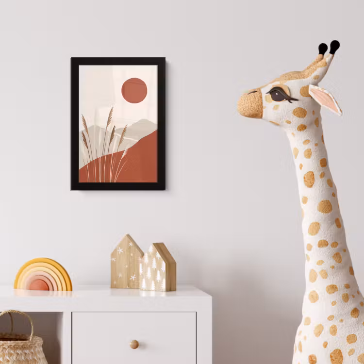 Gras - Landschap - Natuur - Abstract - Beige fotolijst zwart zonder passe partout klein -usfeer4_kinderkamer