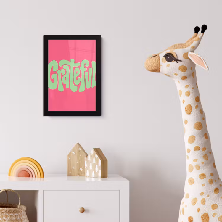 Grateful - Groen - Grafisch - Vloeiend fotolijst zwart zonder passe partout klein -usfeer4_kinderkamer